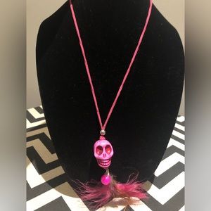 Hot pink skull necklace
